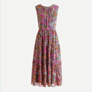 J. Crew Floral Midi Dress - Pink and Orange
